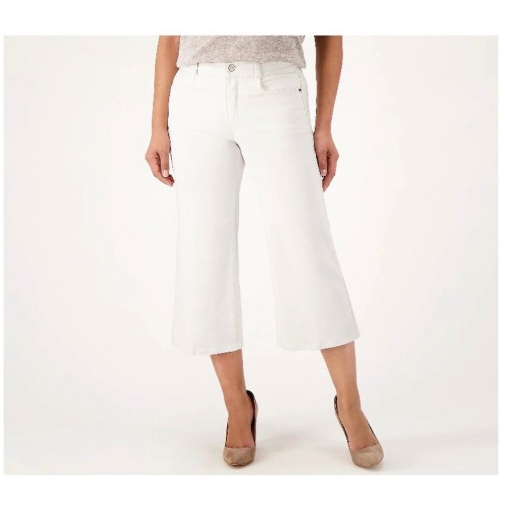 NYDJ White Wide Leg Cropped Jeans